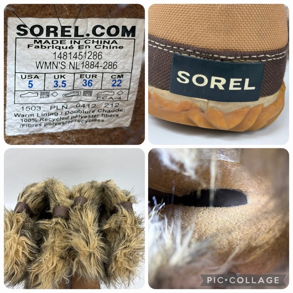 Sorel Womens 5 Boots Cozy Joan Tall Felt Faux Fur Tan Warm Pull On NL1884-286